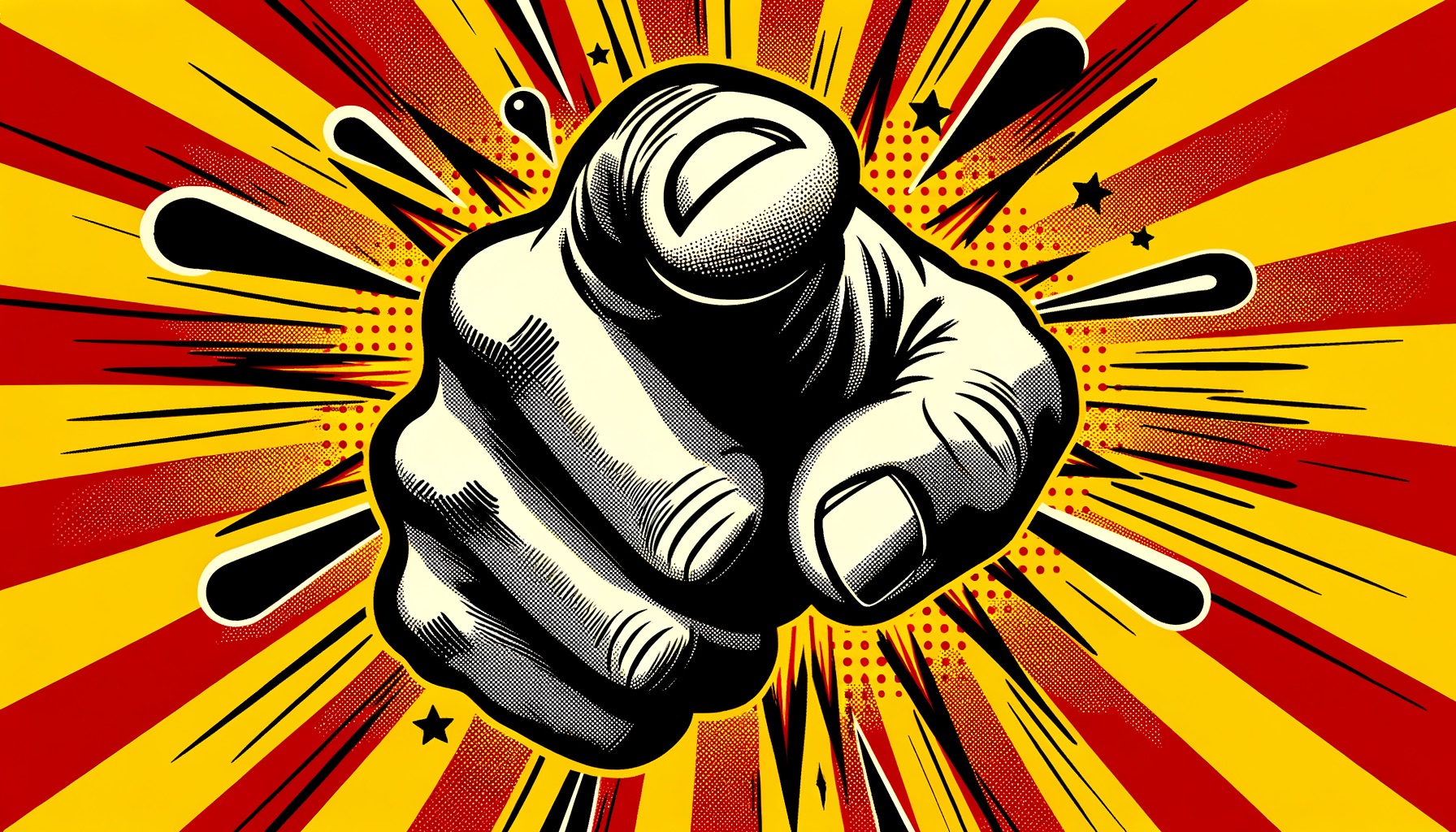 Pop art pointing hand