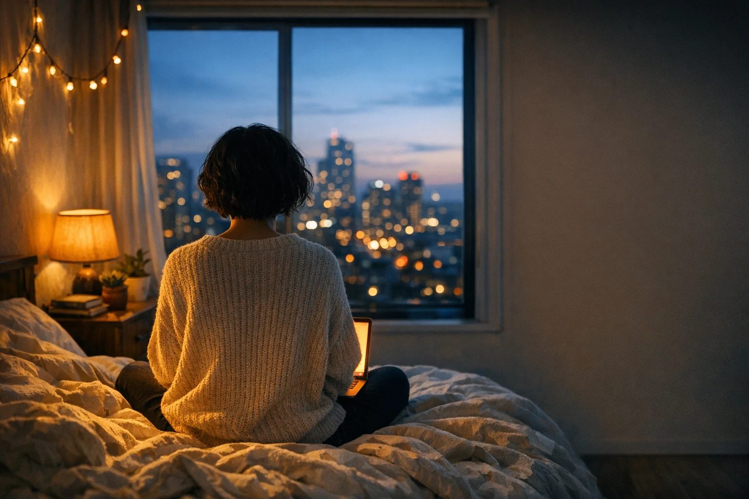 Марина у окна · ночной город